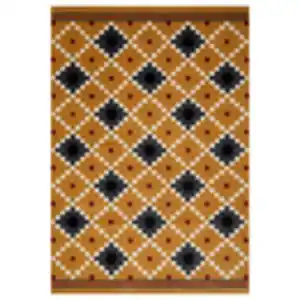 SKOTERLED Teppich Kurzflor, dunkelgelb/dunkelgrau 133x195 cm