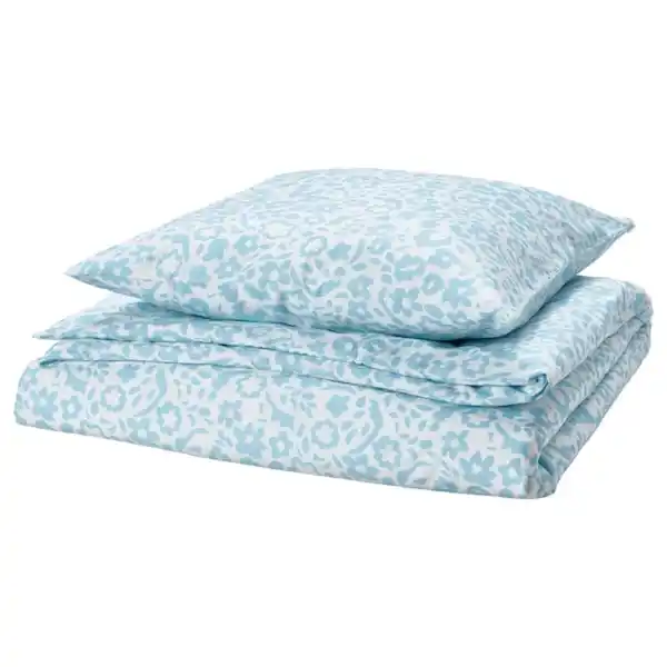 Bild 1 von CYMBALBLOMMA Bettwäsche-Set, 2-teilig, weiß/blau 140x200/80x80 cm