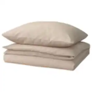 GROVSNÄRJA Bettwäsche-Set, 2-teilig, Flanell dunkelbeige/beige 155x220/80x80 cm