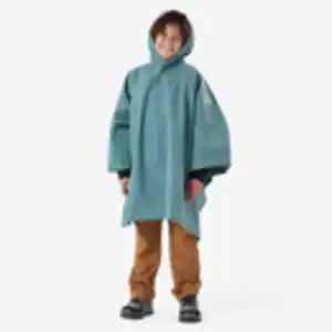 Poncho Regencape Wandern Kinder von 1,26 bis 1,56 m 10 L blaugrün