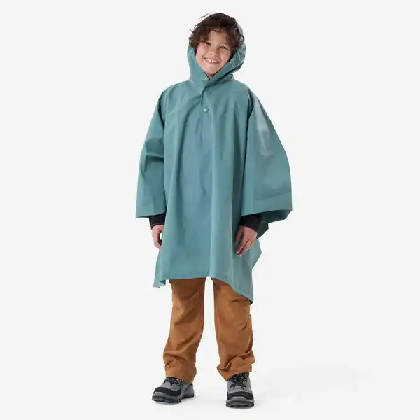 Bild 1 von Poncho Regencape Wandern Kinder von 1,26 bis 1,56 m 10 L blaugrün