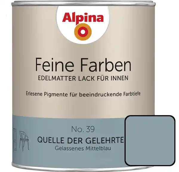 Bild 1 von Alpina Feine Farben Lack No. 39 Quelle der Gelehrten  mittelblau edelmatt 750 ml