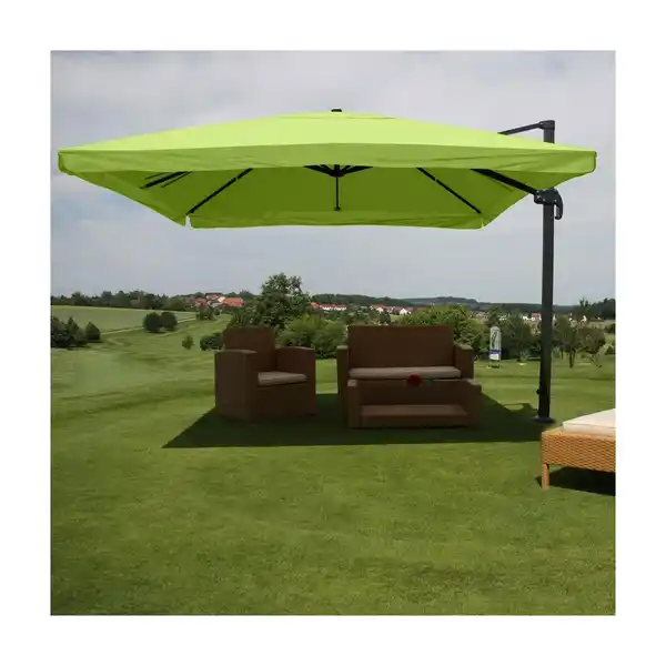 Bild 1 von Gastronomie-Ampelschirm MCW-A96, Sonnenschirm, 3x3m (Ø4,24m) Polyester/Alu 23kg ~ Flap, grün ohne Ständer