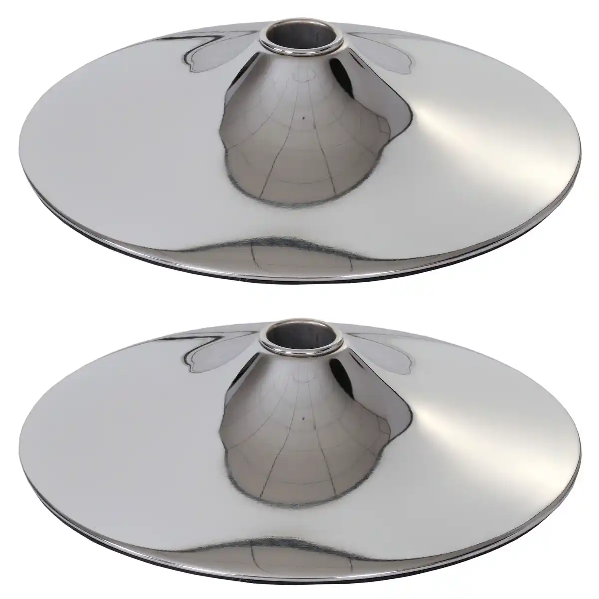 Bild 1 von 2er-Set Fußplatte Fuß Fußteller für Barhocker Loungesessel, chromoptik ~ Ø 38,5cm