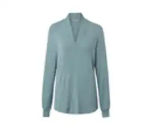 Langarmshirt mit V-Ausschnitt, rauchblau