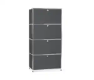 Highboard Metall »CN3« mit 4 Klappenfächern, grau