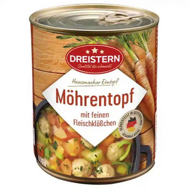 Bild 1 von DREISTERN Großer Möhreneintopf mit Fleischklößchen und Kartoffeln