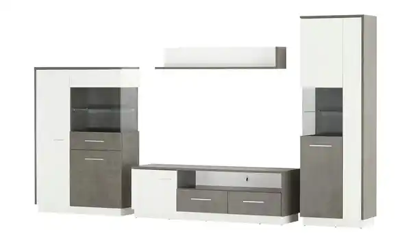 Bild 1 von Wohnkombination  Zingaro ¦ grau ¦ Maße (cm): B: 330 H: 198 T: 44 Kommoden & Sideboards > Wohnwände - Sconto