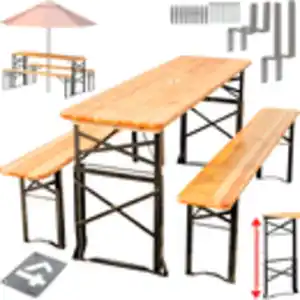 holz4home Bierzeltgarnitur BIERBANK 3-teilig 167 x 50 cm schwarz /naturfarbig