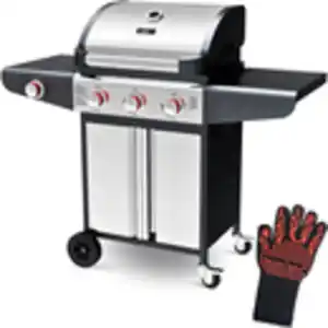 deluxe4home Gasgrill GRILLWAGEN XXL 131 x 54 cm silberfarbig /schwarz