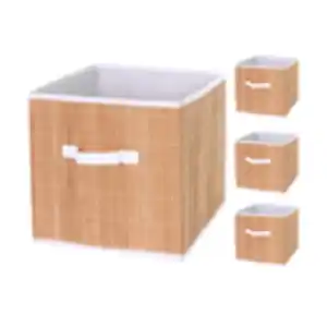 4er-Set Faltbox MCW-C21, Korb Aufbewahrungskorb Ordnungsbox Sortierbox Aufbewahrungsbox, Bambus 32x32x32cm naturfarben