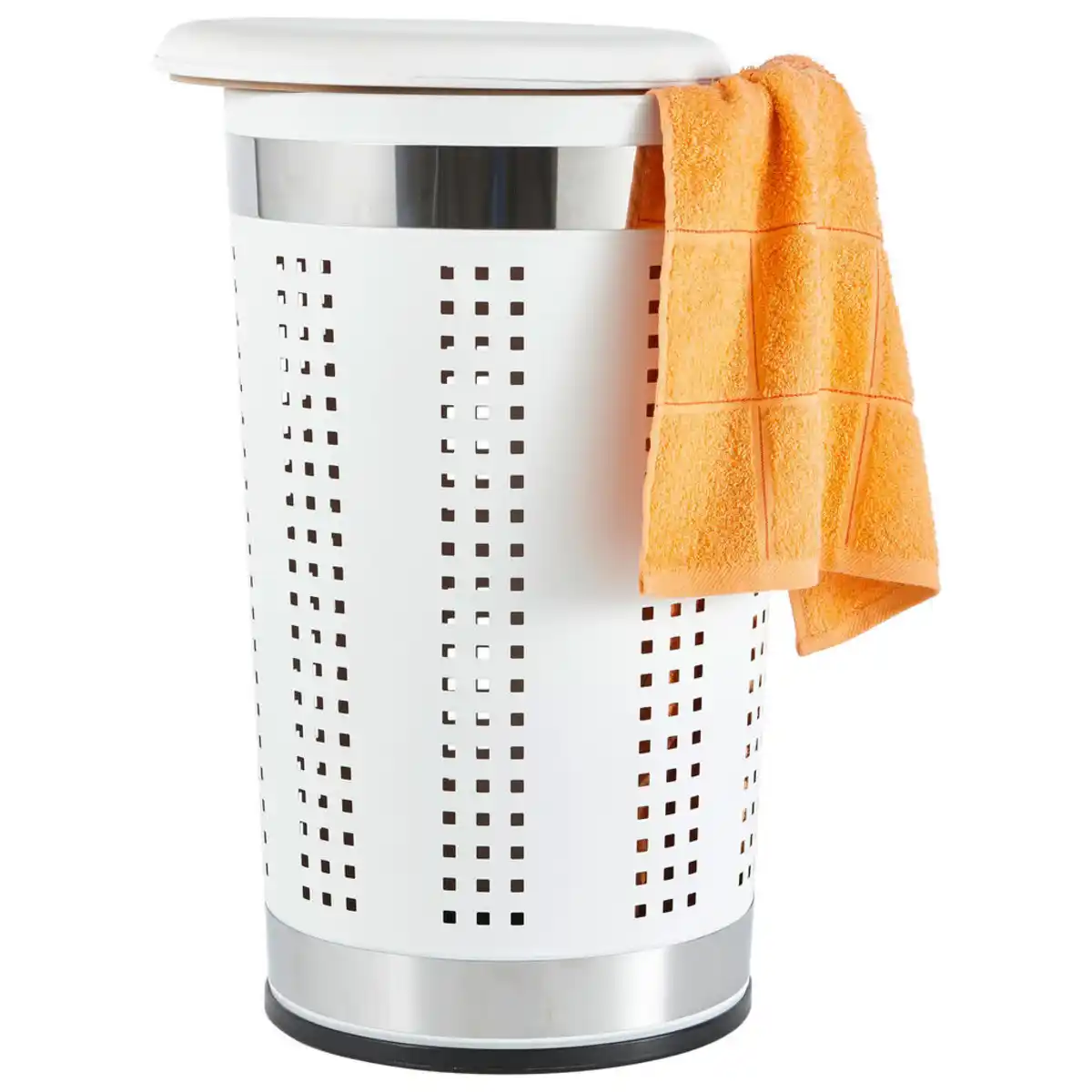 Bild 1 von Kela Wäschetonne Sevilla, Weiß, Edelstahl, Metall, 30.5x60.5 cm, Belüftungsöffnungen, Badaccessoires, Wäschesäcke & Tonnen