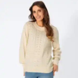 Damen-Pullover mit Ajourmuster, Ecru