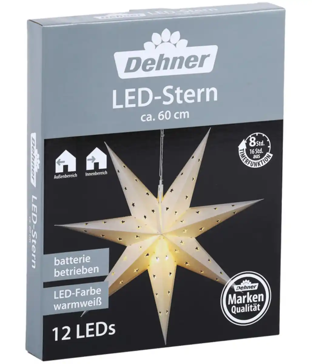 Bild 2 von Dehner LED-Stern, warmweiß, ca. B30/H60/T5 cm