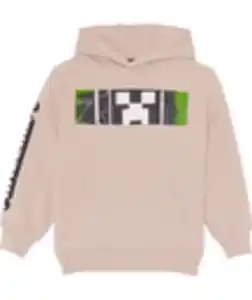 Minecraft Kapuzenpullover, Rippbündchen, hellgrau