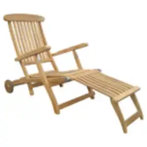 Zebra  Deckchair Bueno, Natur, Holz, Teakholz, massiv, Hartholz, 62.5x94x154 cm, Räder am Kopfende, klappbar, abnehmbares Fußteil, Holzmöbel, Sitzgelegenheiten Holz, Gartenliegen Holz