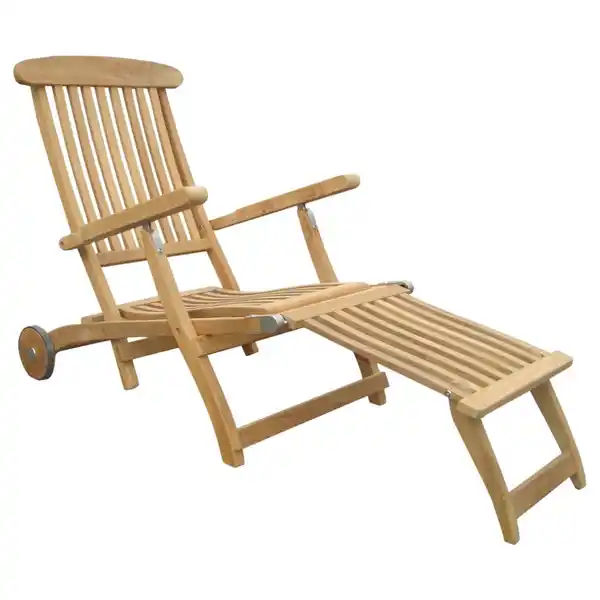 Bild 1 von Zebra  Deckchair Bueno, Natur, Holz, Teakholz, massiv, Hartholz, 62.5x94x154 cm, Räder am Kopfende, klappbar, abnehmbares Fußteil, Holzmöbel, Sitzgelegenheiten Holz, Gartenliegen Holz