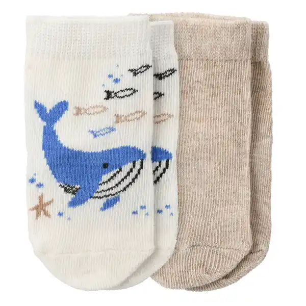 Bild 1 von 2 Paar Newborn Socken mit Wal-Motiv WEISS