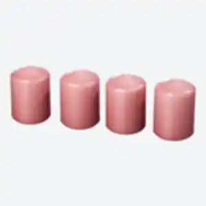 Stumpenkerzen in verschiedenen Farbvarianten, 4er-Pack, ca. 70x48mm, Pink