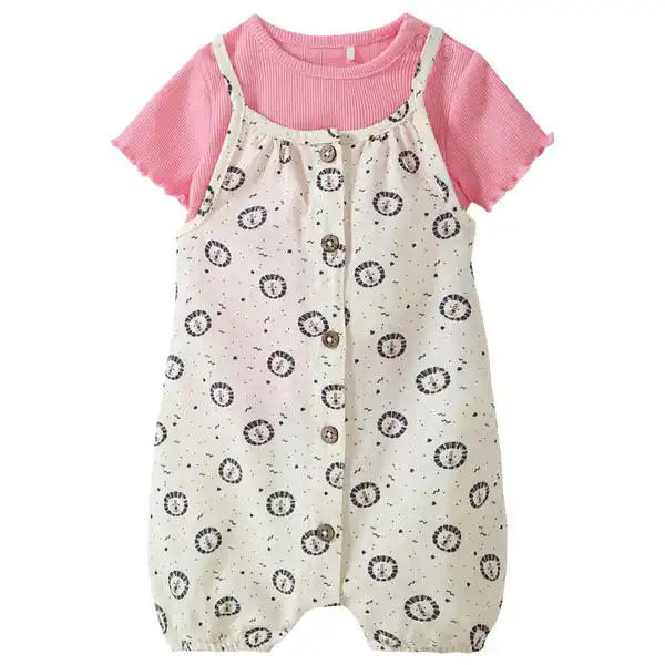 Bild 1 von Newborn Overall und T-Shirt im Set HELLBEIGE / ROSA