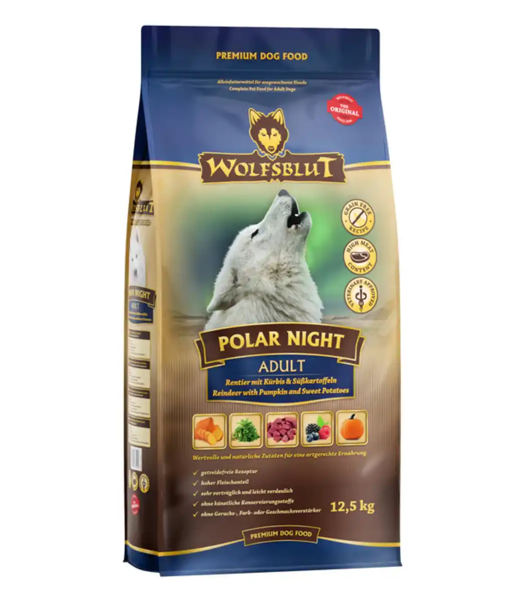 Bild 1 von WOLFSBLUT Trockenfutter für Hunde Polar Night, Adult, Rentier & Kürbis