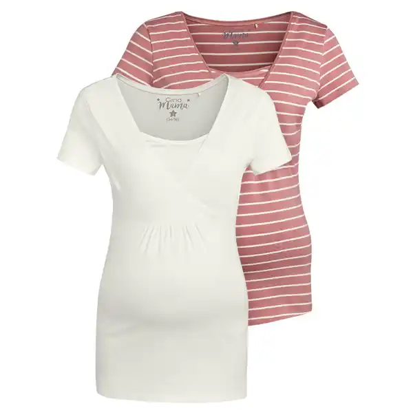 Bild 1 von 2 Damen Umstands-T-Shirts mit Stillfunktion WEISS / ROSA