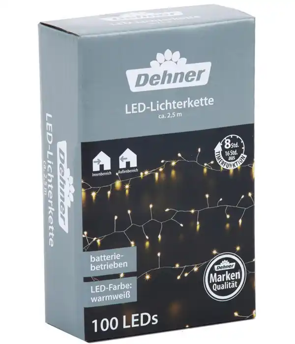 Bild 1 von Dehner LED-Lichterkette, 100 LEDs, warmweiß, ca. L250 cm