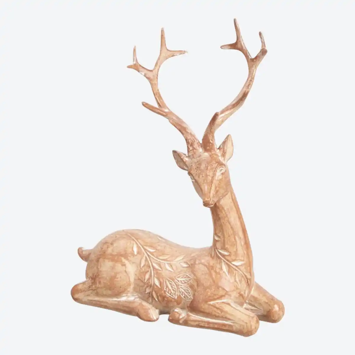 Bild 1 von Deko-Hirsch in Holzoptik, sitzend, ca. 11,5x6,5x14cm, Brown