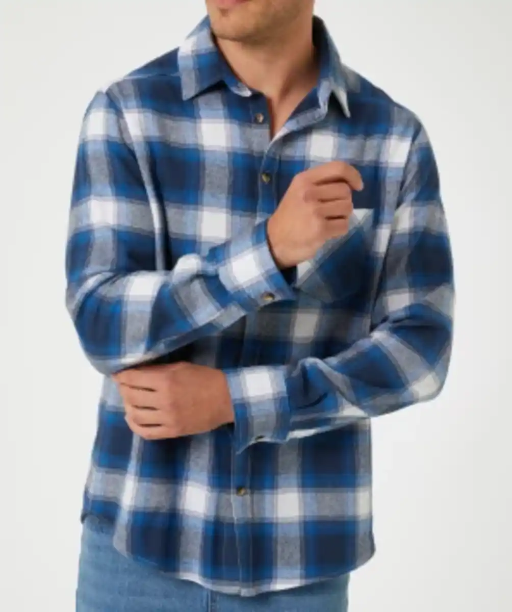 Bild 1 von Kariertes Flanellhemd, X-Mail, Brusttasche, blau kariert