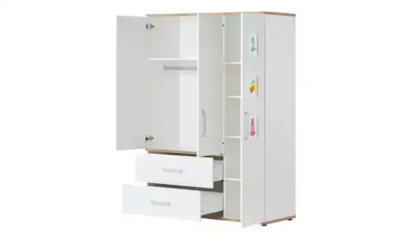 Bild 2 von Mia & Mo Kleiderschrank  Clea ¦ weiß ¦ Maße (cm): B: 135 H: 193 T: 55 Schränke > Kleiderschränke > Drehtürenschränke - Möbel Kraft