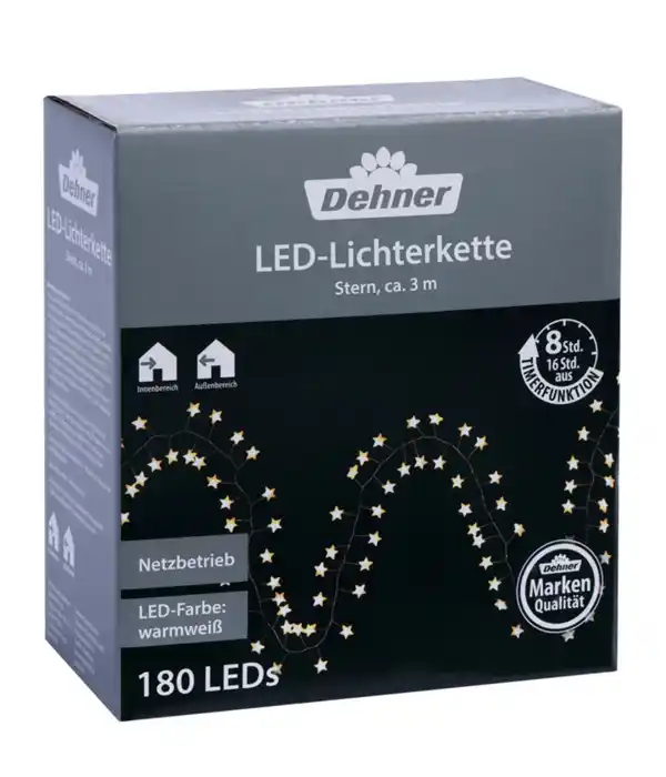 Bild 1 von Dehner LED-Lichterkette Stern, 180 LEDs, warmweiß, ca. L300 cm