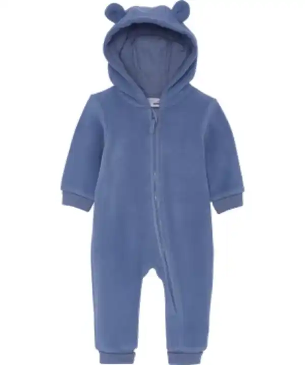 Bild 1 von Newborn Fleece-Strampler, Ergee, Kapuze mit Ohren-Applikationen, blau