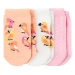 3 Paar Baby Socken in verschiedenen Dessins WEISS / ROSA / ORANGE