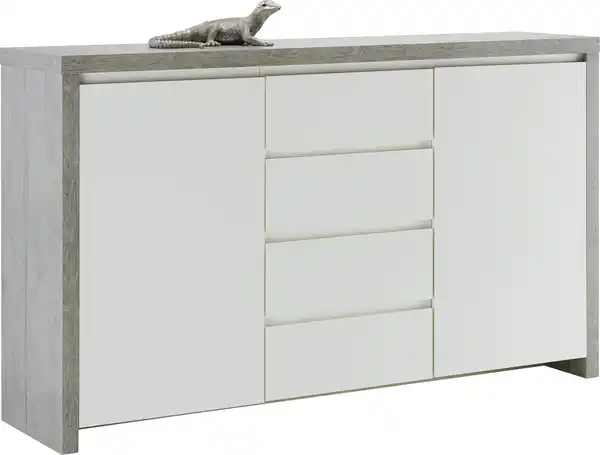 Bild 1 von Sideboard in Weiß Hochglanz/Betonoptik, Weiß