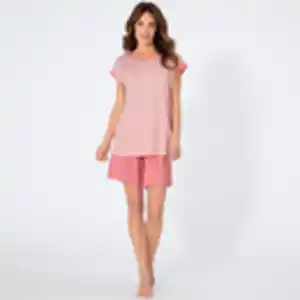 Damen-Shorty mit überschnittenen Ärmeln, NKD-LARA, 2-teilig, Pink