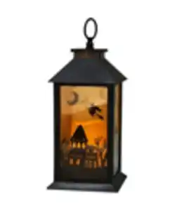 Halloween LED-Laterne, ca. 14 x 30,5 cm, schwarz/orange