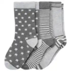 3 Paar Baby Socken mit Bio-Baumwolle HELLGRAU / WEISS