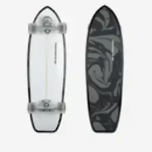 Longboard Surfskate Surftraining 34" - White Oil Grau|schwarz|weiß