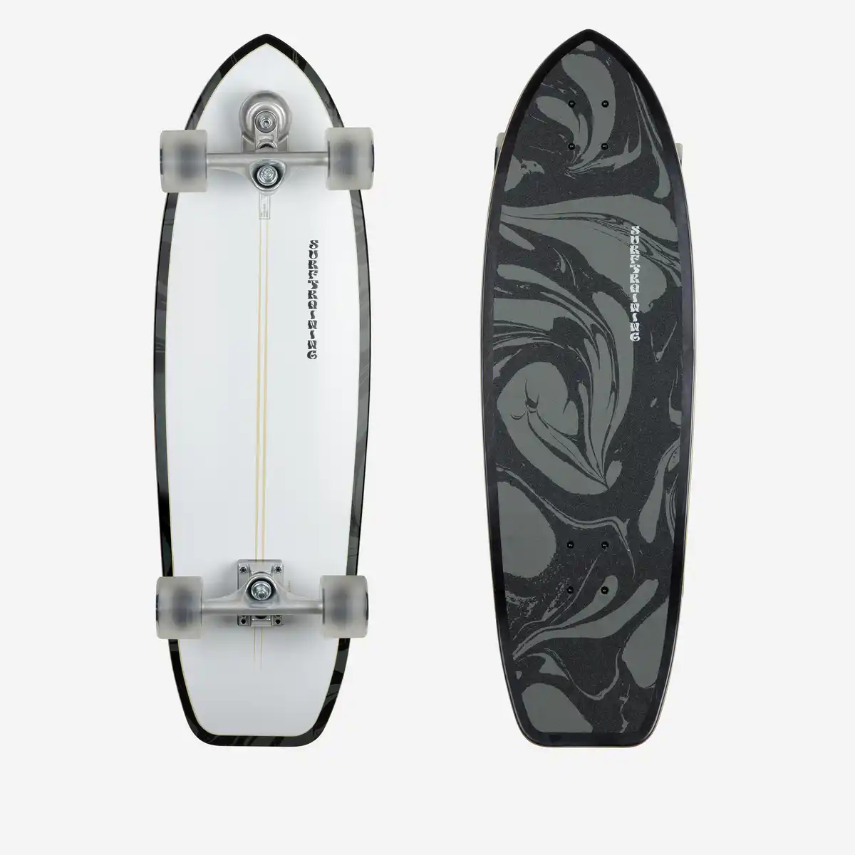 Bild 1 von Longboard Surfskate Surftraining 34" - White Oil Grau|schwarz|weiß