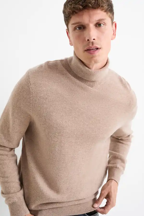 Bild 1 von C&A Kaschmir-Rollkragenpullover, Beige, Größe: S