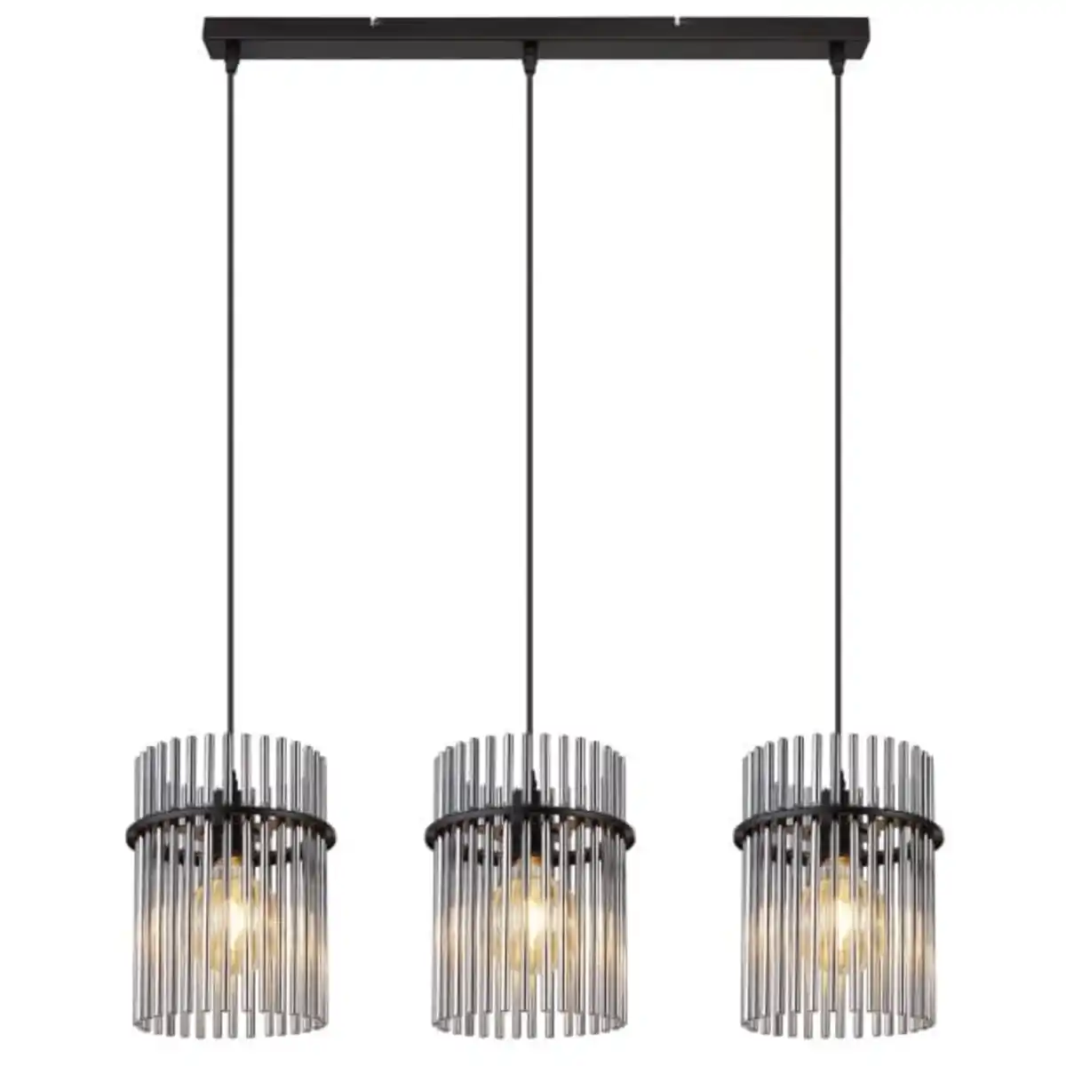 Bild 1 von GLOBO Retrofit Balkenpendel Gorley Schwarz /Rauchfarbig 80x20cm H140cm