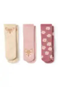 C&A Multipack 3er-Reh-Baby-Anti-Rutsch-Socken mit Motiv, Rosa, Größe: 15-17