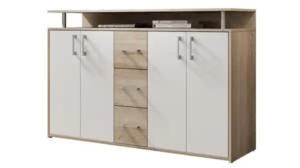 Bild 1 von Highboard Sonoma Eiche - weiß - 4-türig - 139 cm - DRIFT