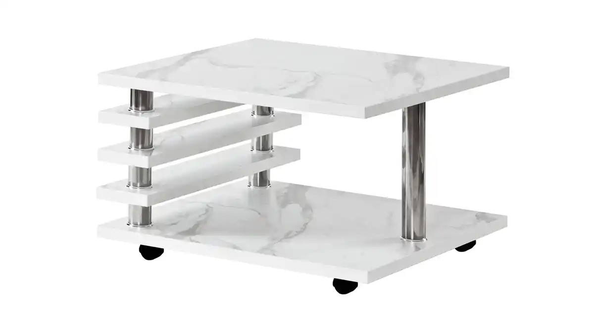 Bild 1 von Couchtisch weiß 65 x 65 cm Marmoroptik - ALVARO