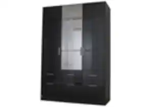 Kleiderschrank grau hochglanz 136 cm mit Spiegel - CELLE