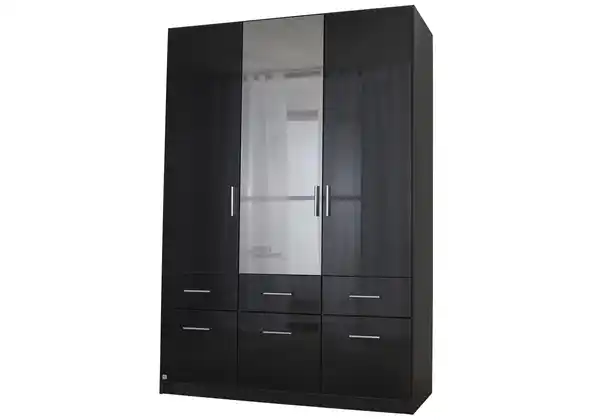 Bild 1 von Kleiderschrank grau hochglanz 136 cm mit Spiegel - CELLE