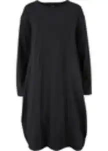 Baumwoll-Shirtkleid in O-Form, 56/58, Schwarz