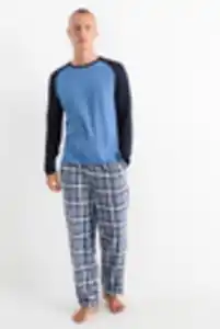 C&A Pyjama mit Flanellhose, Blau, Größe: S