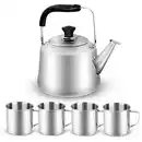 Bild 1 von Odoland Teekessel Camping Wasserkessel 3L Kaffeekanne Wasserkocher Outdoor Geschirr Set mit Teekanne und 4 Edelstahlbecher Camping Kochgeschirr Set idea für Outdoor Picknick Wandern