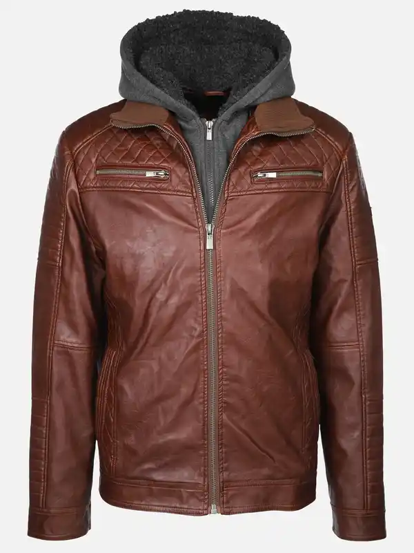 Bild 1 von Herren Bikerjacke 2in1 mit Kapuze Braun